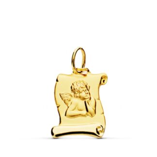 Colgante Oro Amarillo Pergamino Angelito 16X11 Mm