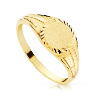 Sello Oro Amarillo Macizo Tallado Zona Grabado Redonda 7 Mm