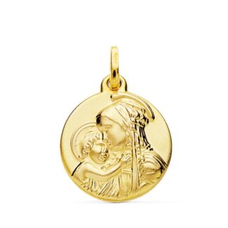 Medalla Oro Amarillo Madre Con Ni�O 18 Mm