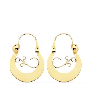 Pendientes Aros Criollas Oro Amarillo 17X13 Mm