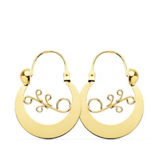Pendientes Aro Criollas Oro Amarillo Canaria 24X20 Mm Cierre Gancho