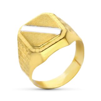 Sello Oro Amarillo Caballero Banda Oro Blanco Lateral Tallado. Medida: 16X14 Mm