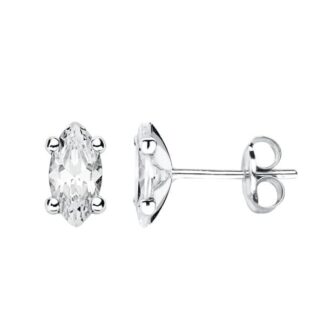 Pendientes Oro Blanco Piedra Garras Cierre Presion