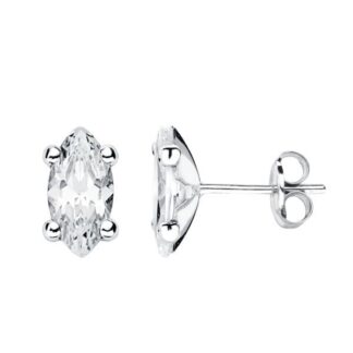 Pendientes Oro Blanco Piedra Garras Cierre Presion