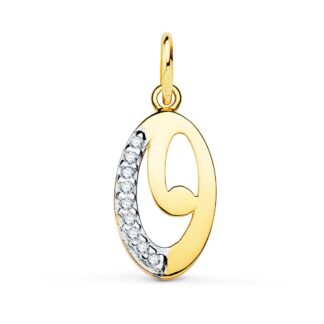 Colgante Oro Amarillo Letra O Circonita 17X8.5 Mm