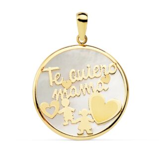 Colgante Oro Amarillo Mama Nacar Ni�O Y Ni�A 20 Mm