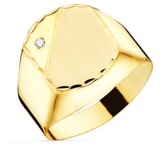Sello Oro Amarillo Caballero Hueco En Brillo Con Circonita Cabeza 13X11 Mm