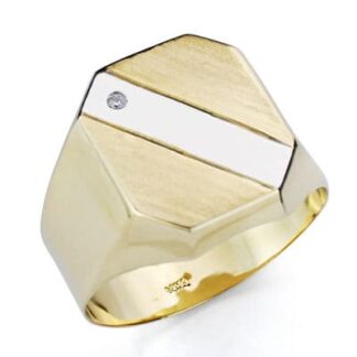 Sello Oro Amarillo Banda Oro Blanco Con Circonita Hueco. Medida: 17 X 13,5 Mm