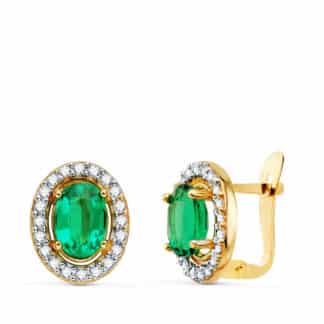 Pendientes Circonitas Y Esmeralda 6X4 Mm
