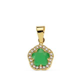 Colgante Oro Amarillo Estrella 9 Mm Piedra Color