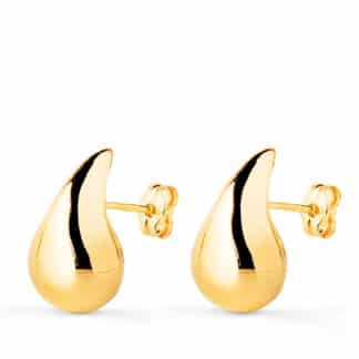 Pendientes Gota Lisa Oro Amarillo 16 X 9 Mm Cierre Presion