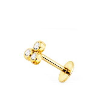 Piercing Oreja Oro Amarillo Triangulo Con Circonita 5X3.5 Mm (Unidad)