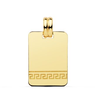 Placa Chapa Laser Oro Amarillo Greca 20X14 Mm