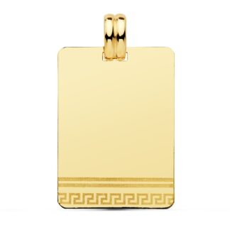 Placa Chapa Laser Oro Amarillo Greca 28X20 Mm