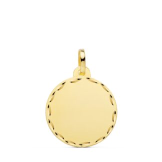 Placa Chapa Disco Liso Oro Amarillo Mate Tallado 18 Mm