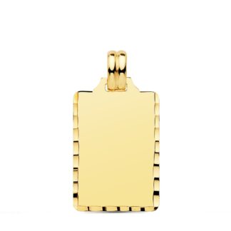 Placa Chapa Oro Amarillo Lisa Alto Brillo Tallada 24X14 Mm