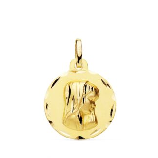 Medalla Oro Amarillo Virgen Niña 16 Mm Bisel