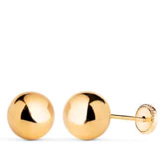 Pendientes Oro Amarillo Bola Lisa 12Mm Tuerca