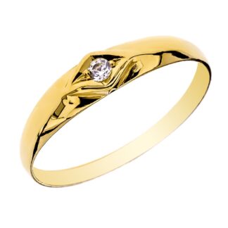 Solitario Oro Amarillo MeñIque O Bebe Con Circonita. Ancho: 3,5 Mm