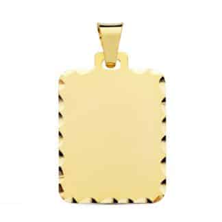 Placa Chapa Oro Amarillo Rectangular Mate Bordes Tallados. 28X20 Mm