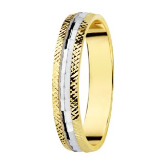 Alianza Oro Bicolor Tallada Ancho 3.5 Mm Grosor 1 Mm