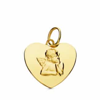 Colgante Corazon Oro Amarillo Angel 9K 14X14 Mm