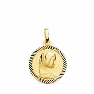 Medalla Oro Amarillo Virgen Francesa 16 Mm Helice