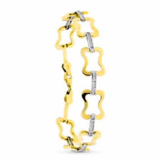 Pulsera Oro Bicolor Con Circonita 19Cm