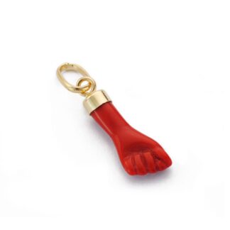 Colgante Oro Amarillo Mano Mini Tapon 3 Mm Rojo