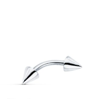 Piercing Oro Blanco De Ceja Con Dos Pinchos. 15X4 Mm