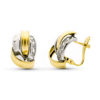 Pendientes Bandas Oro Bicolor Carril Circonita 15X10 Mm Catalan