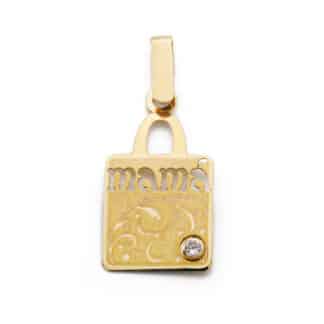 Colgante Oro Amarillo Mama " Circonita 20X11 Mm"