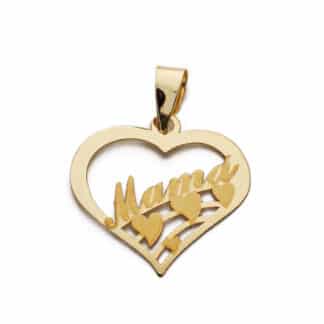 Colgante Oro Amarillo Corazon Con Palabra Mama. Medida: 18X16 Mm