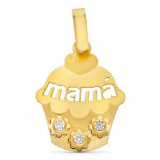 Colgante Oro Amairllo Con Circonita Mama Magdalena 19 X 15 Mm