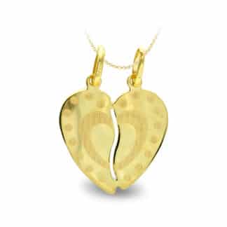 Colgante Corazon Partido Oro Amarillo Dibujo 17X15 Mm