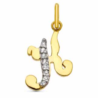 Colgante Letra K Con Circonita Oro Amarillo 15X12 Mm