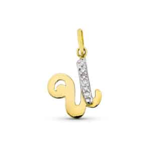 Colgante Letra U Con Circonita Oro Amarillo 15X12 Mm
