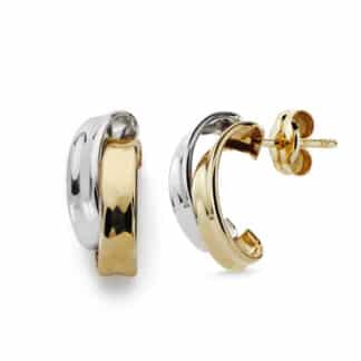 Pendientes Bandas Bicolor 14X6 Mm Cierre Presion