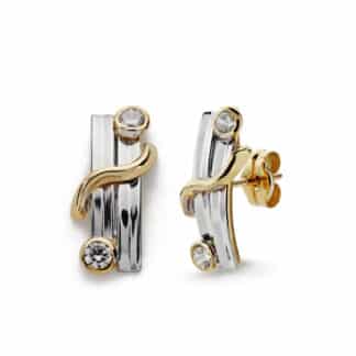 Pendientes Bicolor 15X6 Mm Cierre Presion