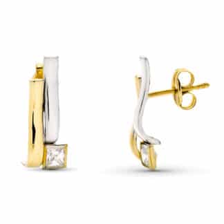 Pendientes Bicolor 15X5 Mm Cierre Presion