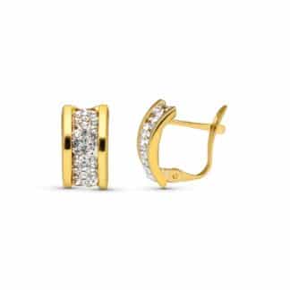 Pendientes Oro Amarillo Bandas Circonita 12X7 Mm Catalan