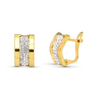 Pendientes Oro Amarillo Bandas Circonita 12X7 Mm Catalan