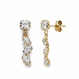 Pendientes Oro Amarillo Circonita 19X4 Mm Cierre Presion