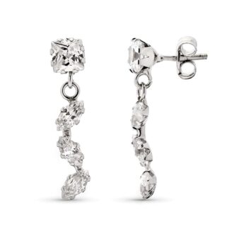 Pendientes Carre Y Marquis Oro Blanco 20X4 Mm Cierre Presion