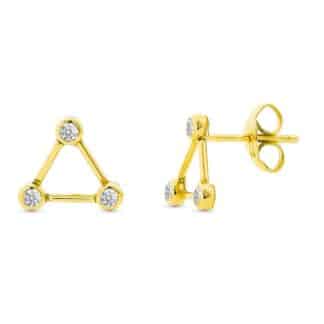 Pendientes Oro Amarillo Triangulo Con Circonita 8X8 Mm. Cierre Presion