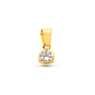 Colgante Oro Amarillo Chaton Cuadrado Con Circonita. Ancho: 4 Mm