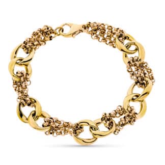 Pulsera Oro Amarillo Hueca Tricolor 18Cm