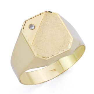 Sello Oro Amarillo Hueco Con Circonita. Zona Grabado: 12X10 Mm