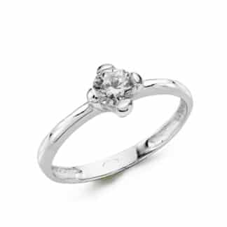 Solitario Oro Blanco Con Circonita En 4 Garras De 5Mm
