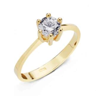Solitario Oro Amarillo Con Circonita En 6 Garras De 5,5 Mm